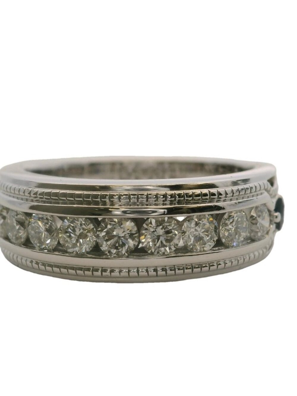 Vera Wang Love Collection Men's Channel Diamond Sapphire Wide Band Ring Size 10